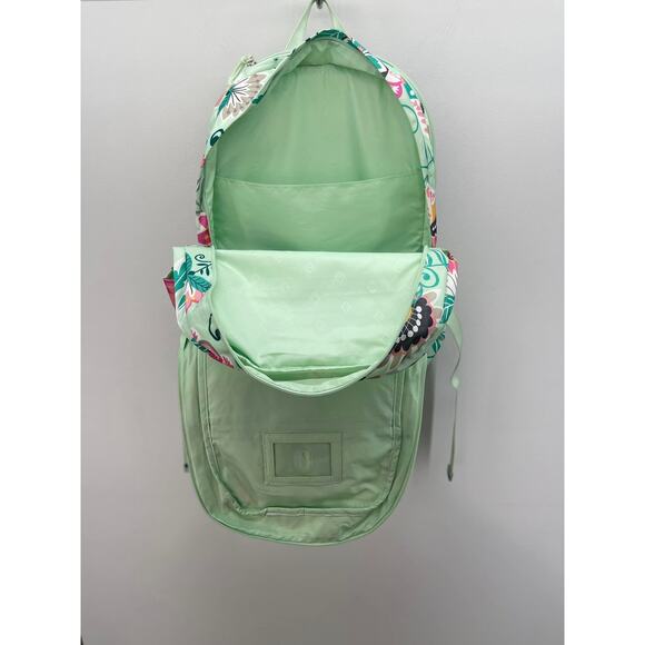 Vera Bradley Lighten Up Grand Laptop‎ Backpack Mint Green Pink Flowers Snail - Picture 7 of 9